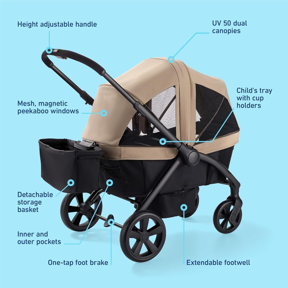 Graco Ready2Roll Stroller Wagon - All-Terrain Stroller Wagon for 2 Kids,