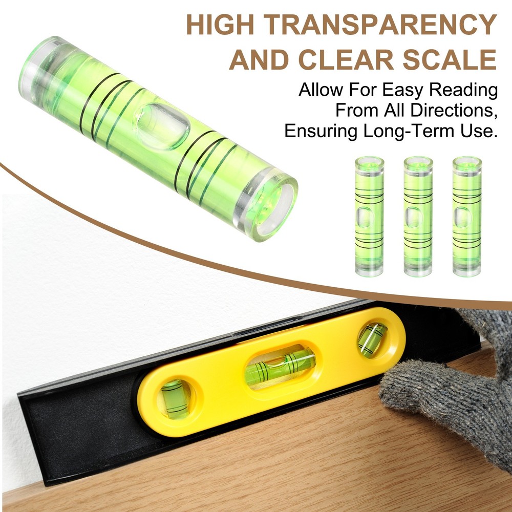 30pcs 50x9mm Small Cylindrical Bubble Level Vials Levels Measuring Tools