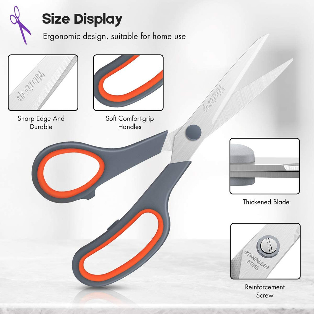 Scissors Bulk Set of 5-Pack, 8" Multipurpose Sharp Sewing Craft Fabric Scissors