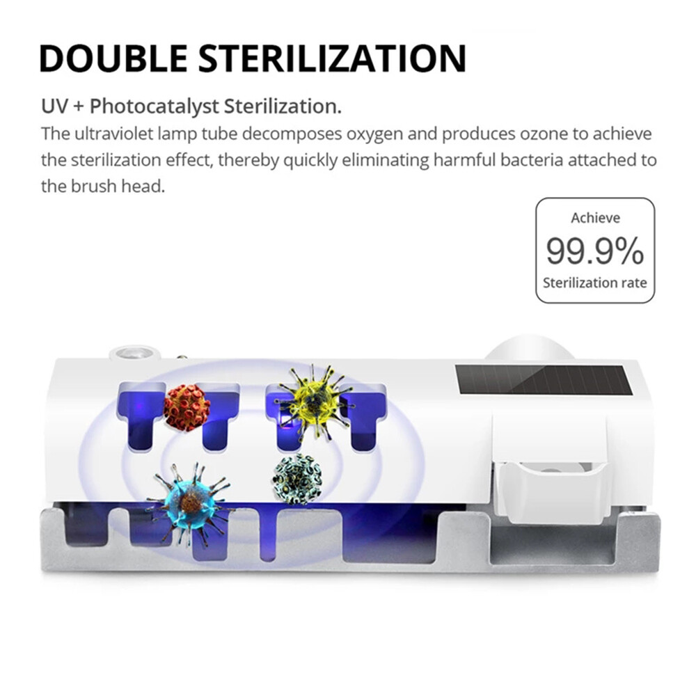 UV Light 4 Toothbrush Holder Electric Cleaner Automatic Toothpaste Dispenser