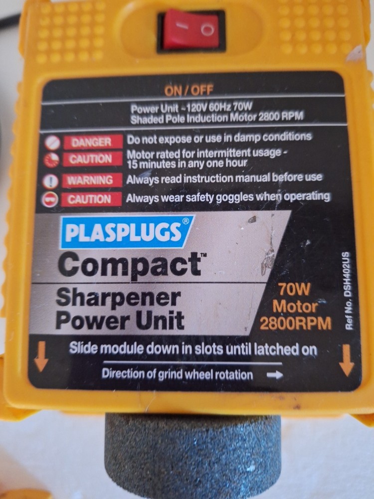 Plasplugs Compact High Speed Steel Drill & Scissors Sharpener- Base 2 attachment