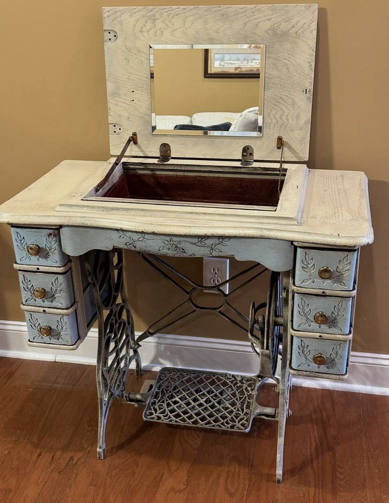 antique vanity desk with mirror