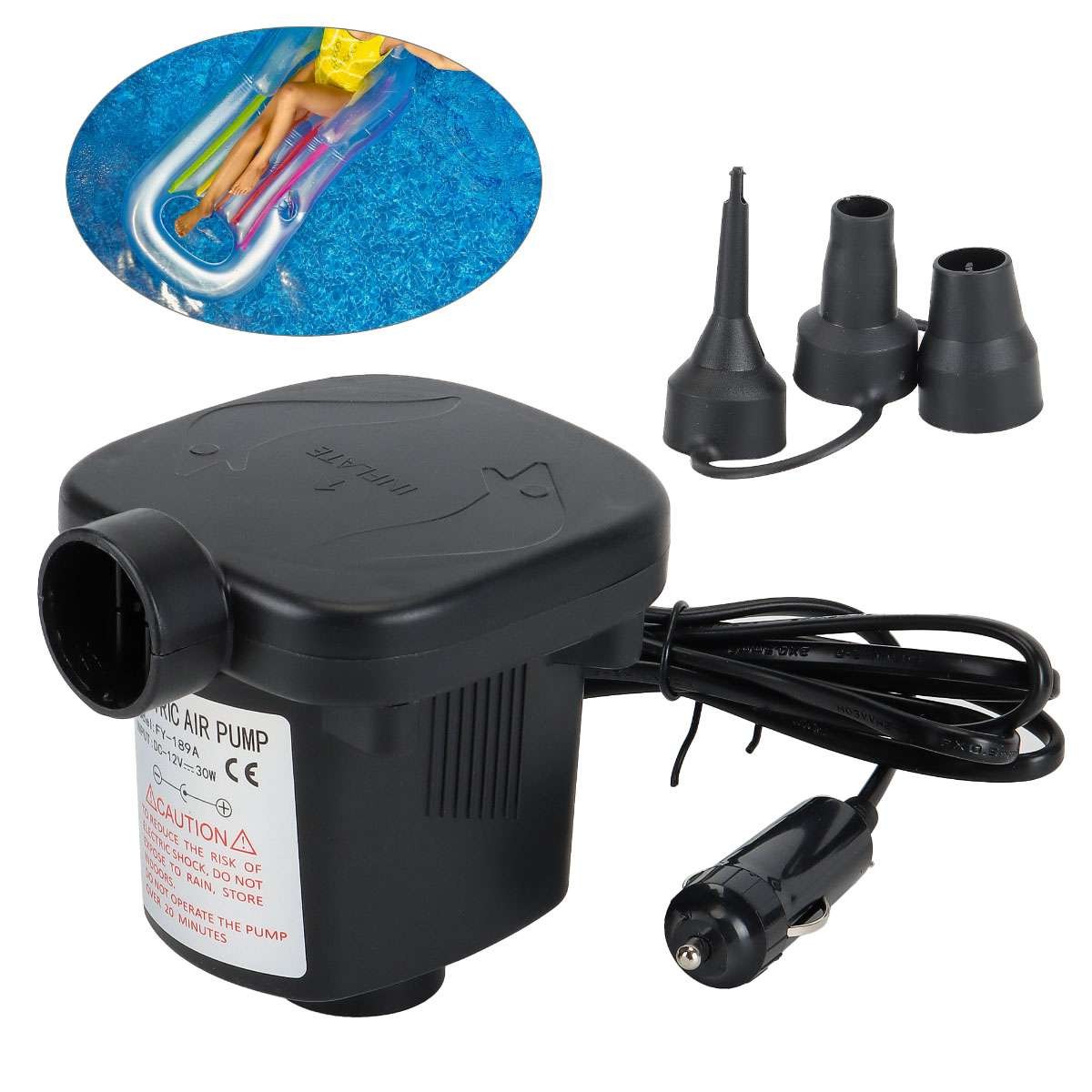 Electric Portable Air Pump For Inflatable Air Mattress Raft Bed Boat Pool Toy US