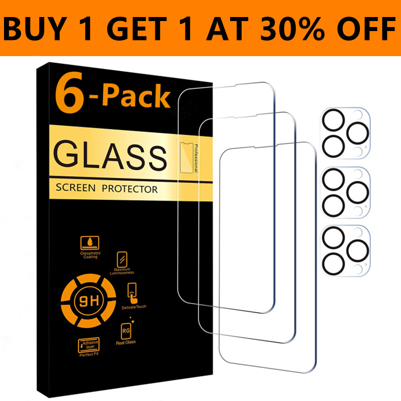 For iPhone 17 16 15 14 Pro Max Tempered Glass Screen Protector Camera Protector