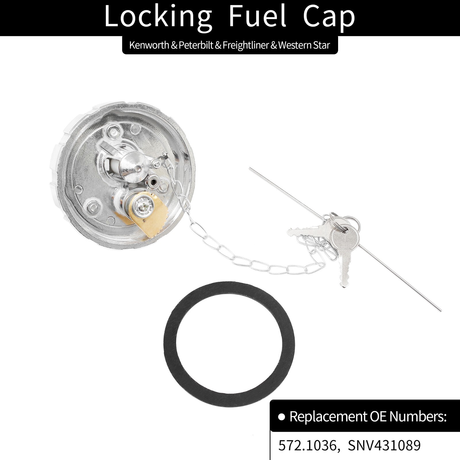 2x Locking Fuel Cap for Kenworth Peterbilt Freightliner Western Star SNV431089