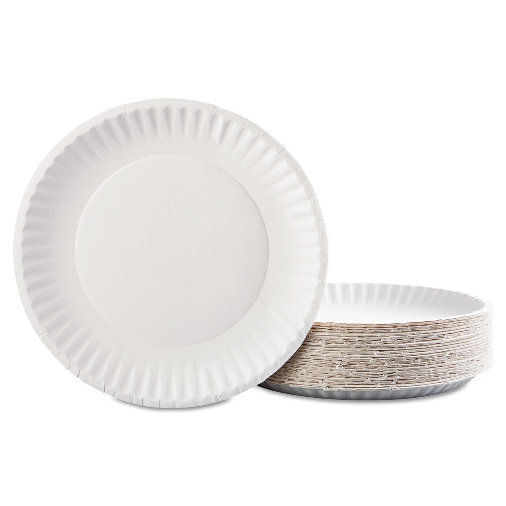 AJM Packaging Corporation PP9GRAWH 9 in. Paper Plates - White (1200/Carton) New