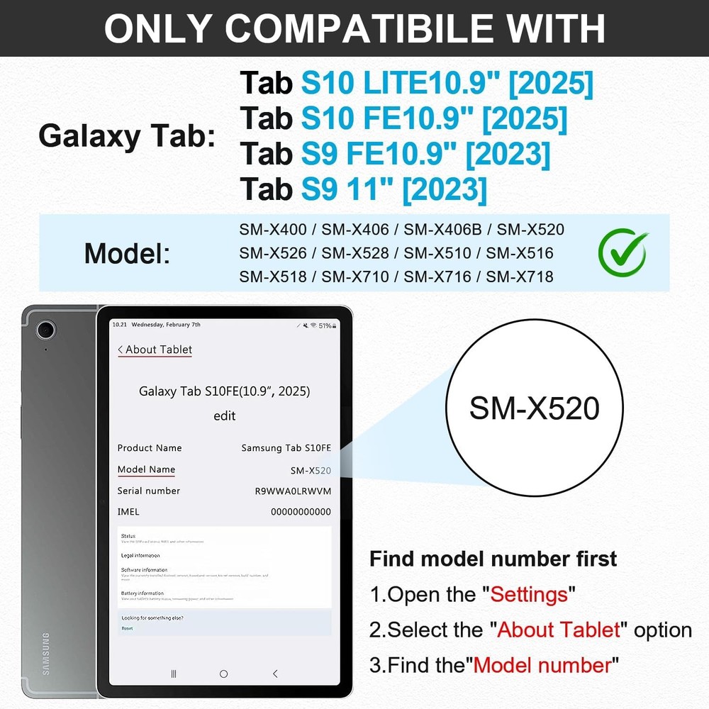 Case for Galaxy Tab S10 Lite 10.9" with 360° Rotating Strap & Kickstand, Shockpr