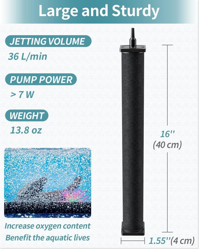 Air Stone Cylinder for Larger Pumps Bubble Diffuser Release 2 Pack 16 Inch