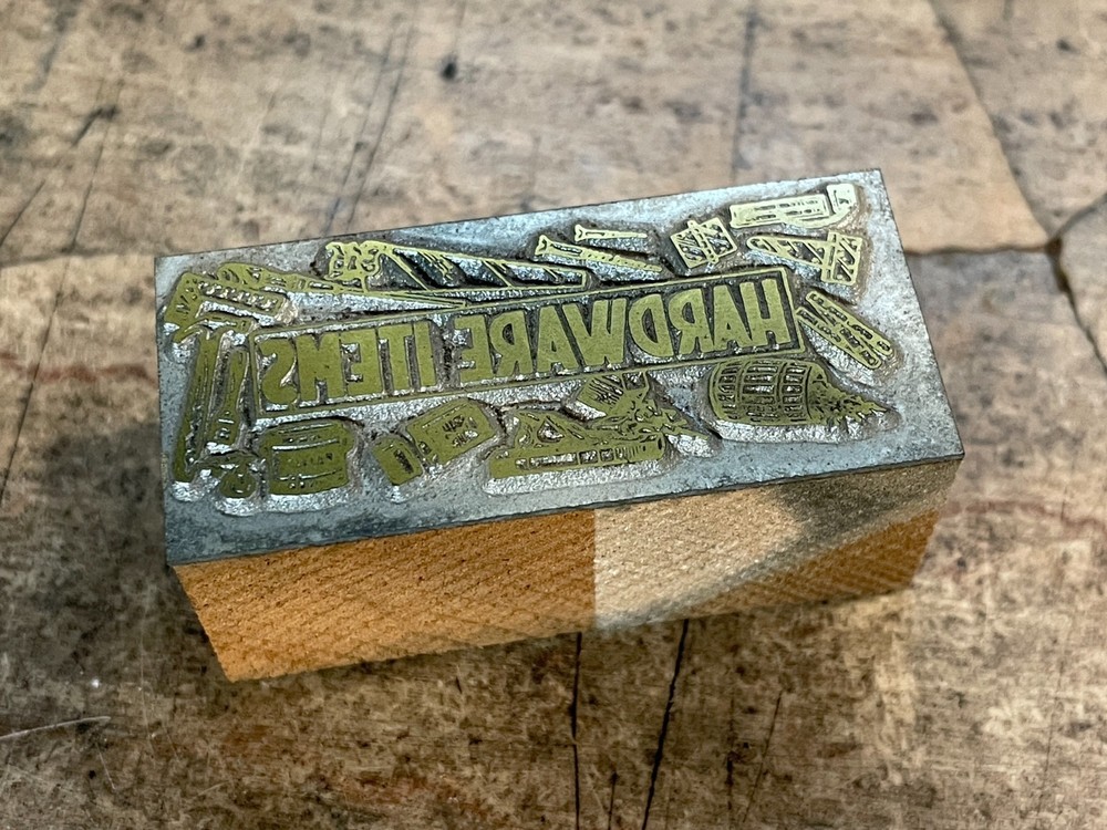 Printing Letterpress Printers Block 'Hardware Items' Header Mercantile (1054)