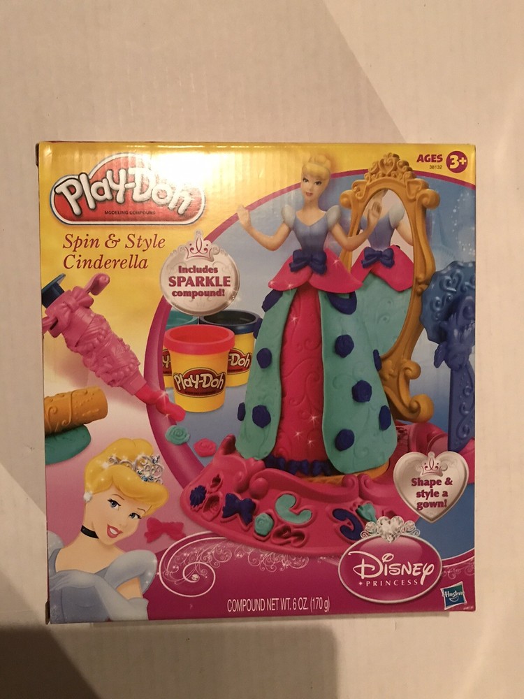 Play-doh Disney Princess Spin & Style Cinderella Includes Sparkle Compound - New