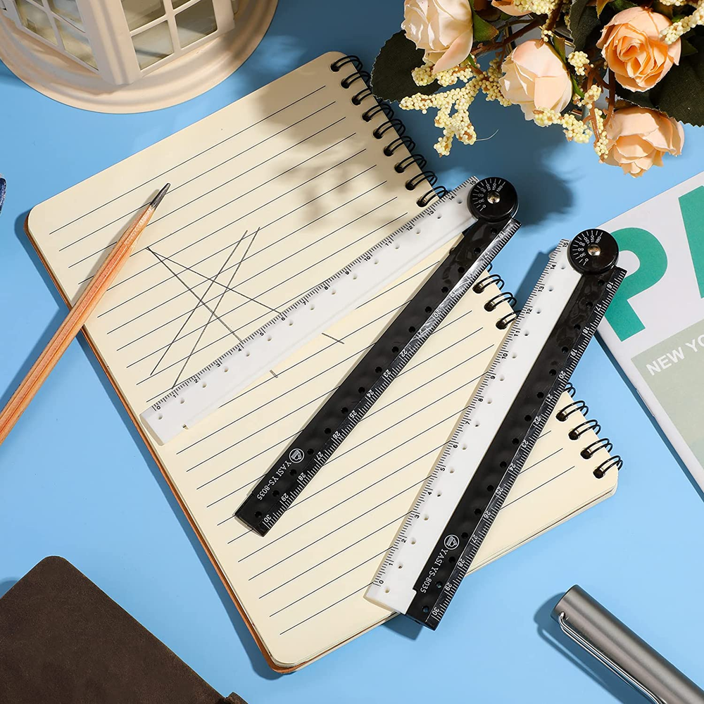 12 Inch Folding Ruler,Multi Acrylic Folding Ruler Angle Measurement Ruler Clear