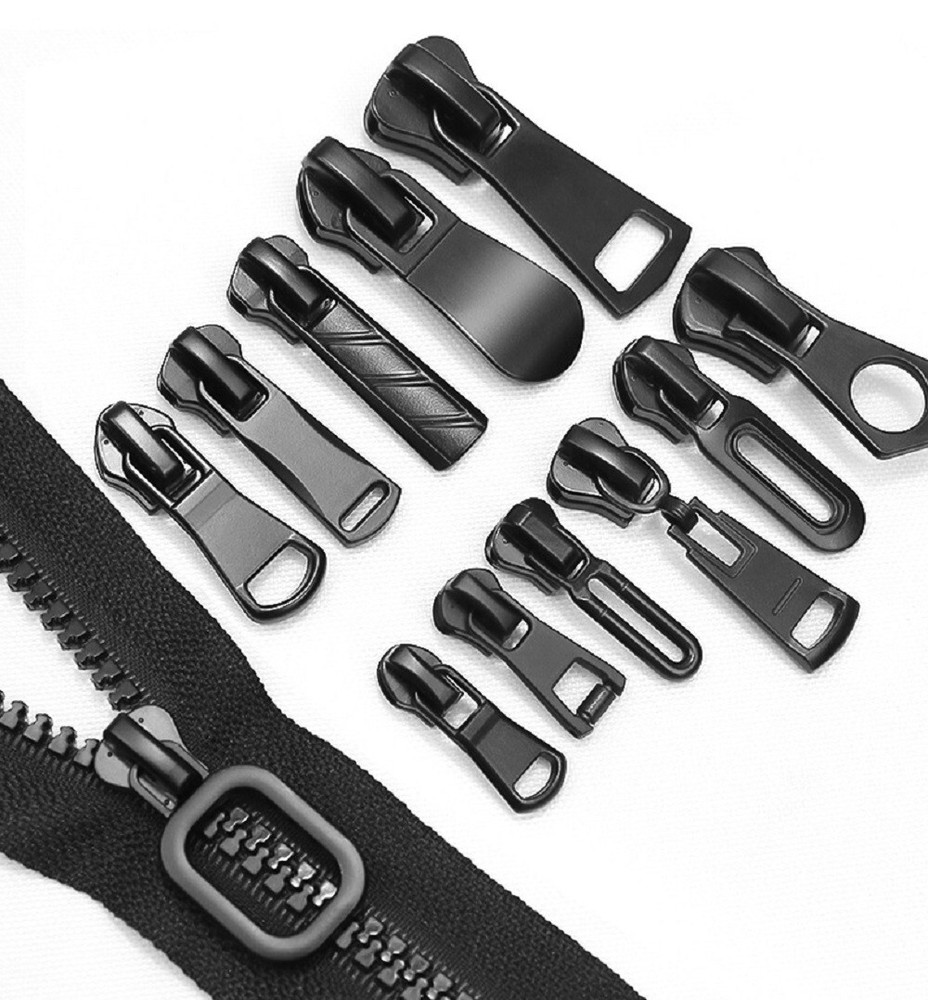 12-Pack Zipper Slider Replacement Kit Metal Easy Install Pull Repair for Jackets