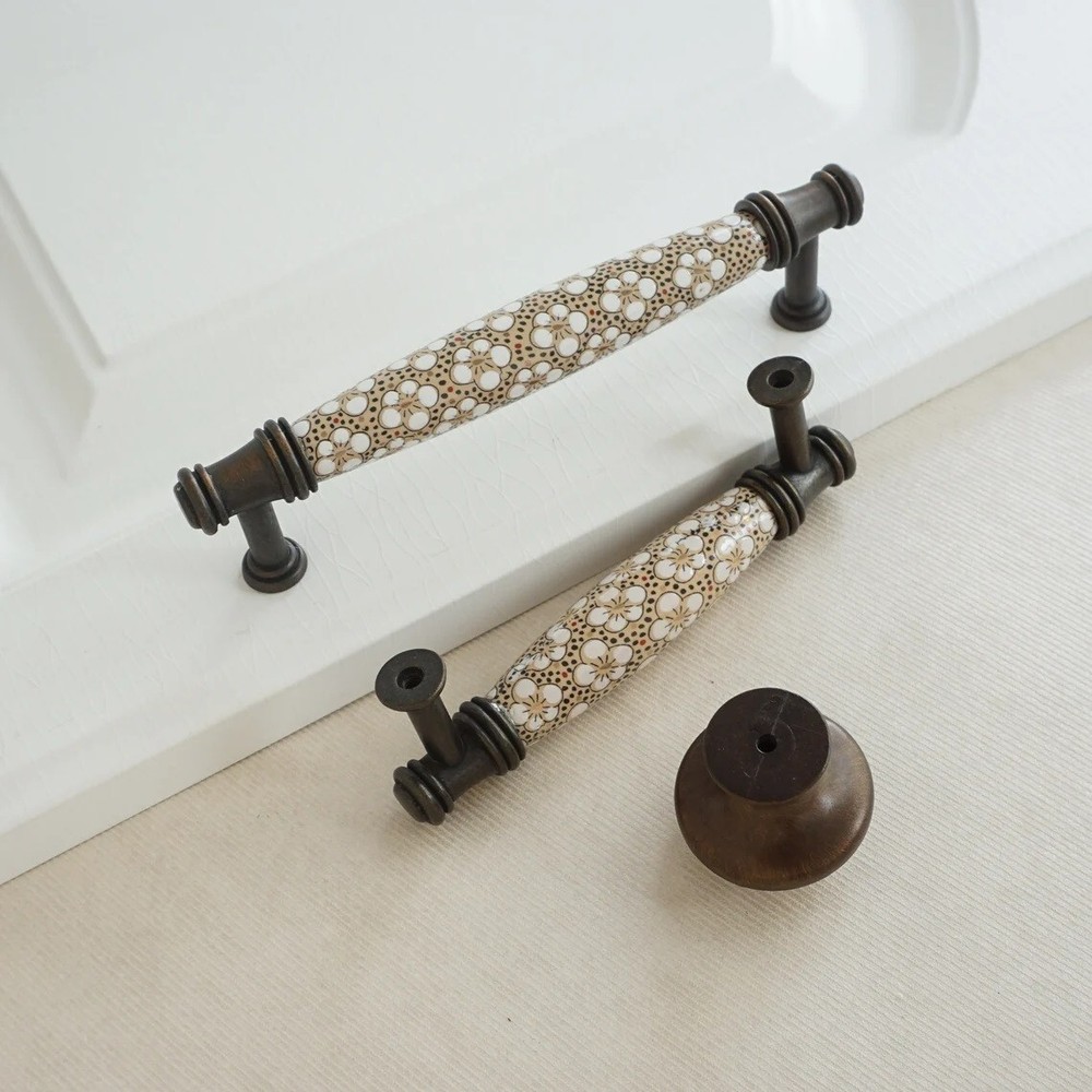 3.78'' 5.0" Ceramic Kitchen Handle Cabinet Pull Rural Chic Dresser Drawer Pull
