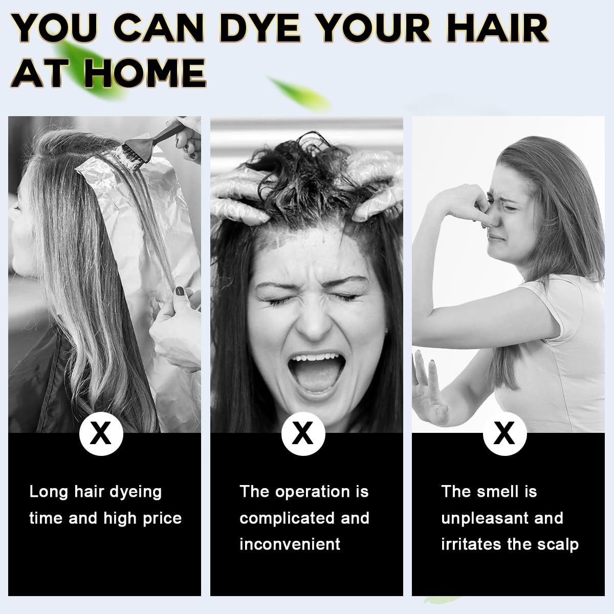 Black Hair Dye Shampoo Instant 3 in 1 Grey Coverage