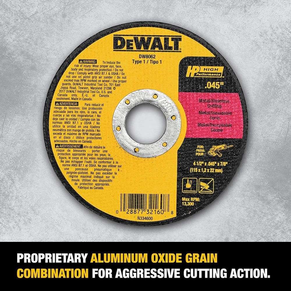 DEWALT 4-1/2 In. X 0.045 In. X 7/8 In. Metal and Stainless Cutting Wheel 10-Pack