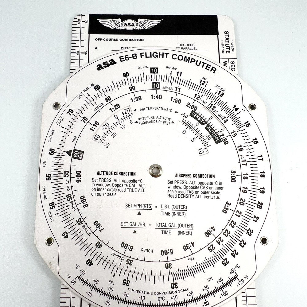 1992 - 1994 ASA Air Classics Micro E6B Flight Computer with Manual, Plastic Case