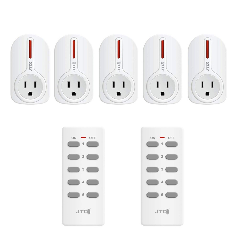 JTD ® 5 Pack Remote Control Outlet Switch 3rd Generation Energy Saving Auto