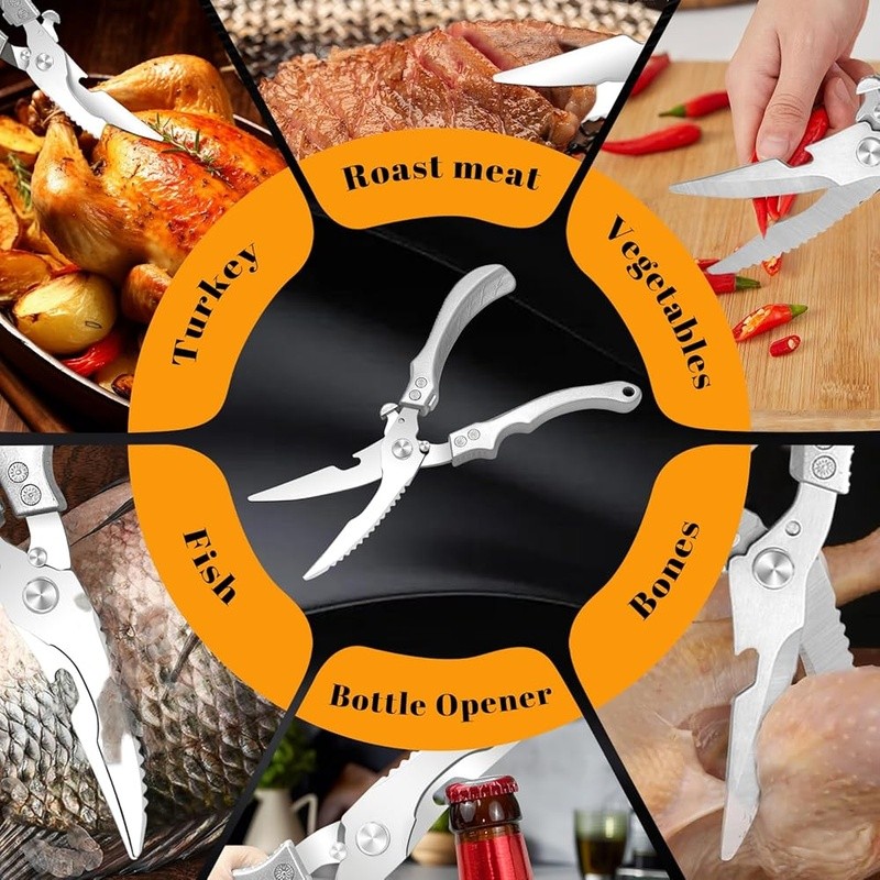 Heavy Duty Kitchen Shears Sharp Stainless Steel Multi Purpose Cooking Scissors