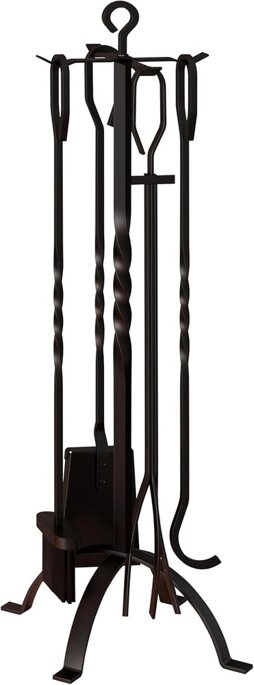 5 Pieces Fireplace Tools Sets Fireplace Accessories Tools Holder W/ Handles