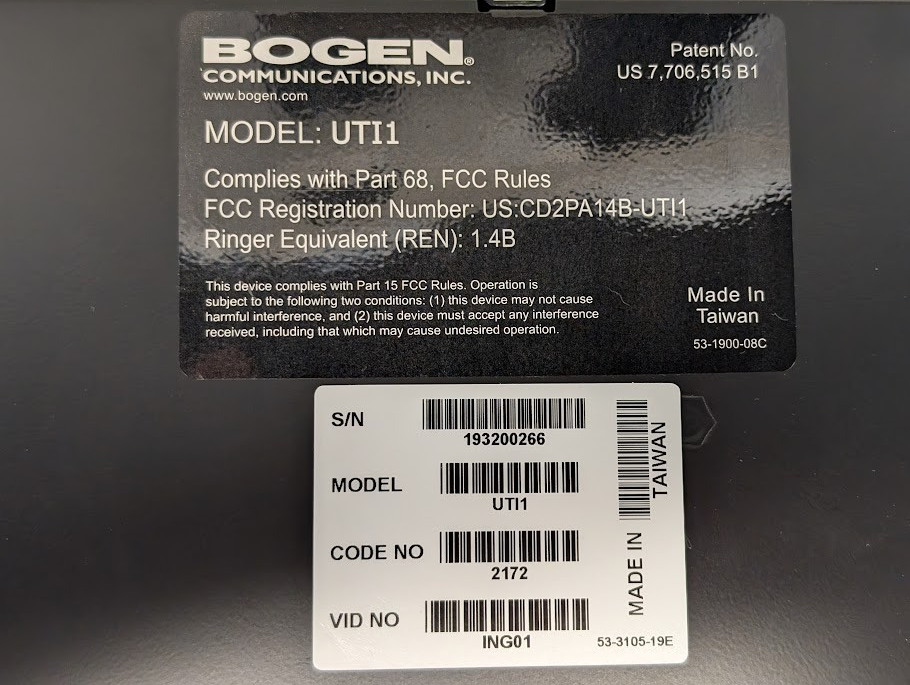 Bogen UTI1 Single Zone Paging Controller New - Open Box