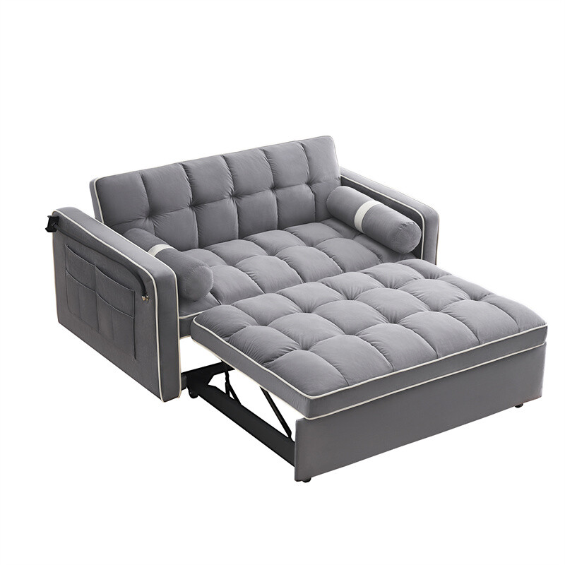 Sleeper Sofa Couch w/Pull Out Bed 55" Modern Velvet Convertible Sleeper Sofa Bed