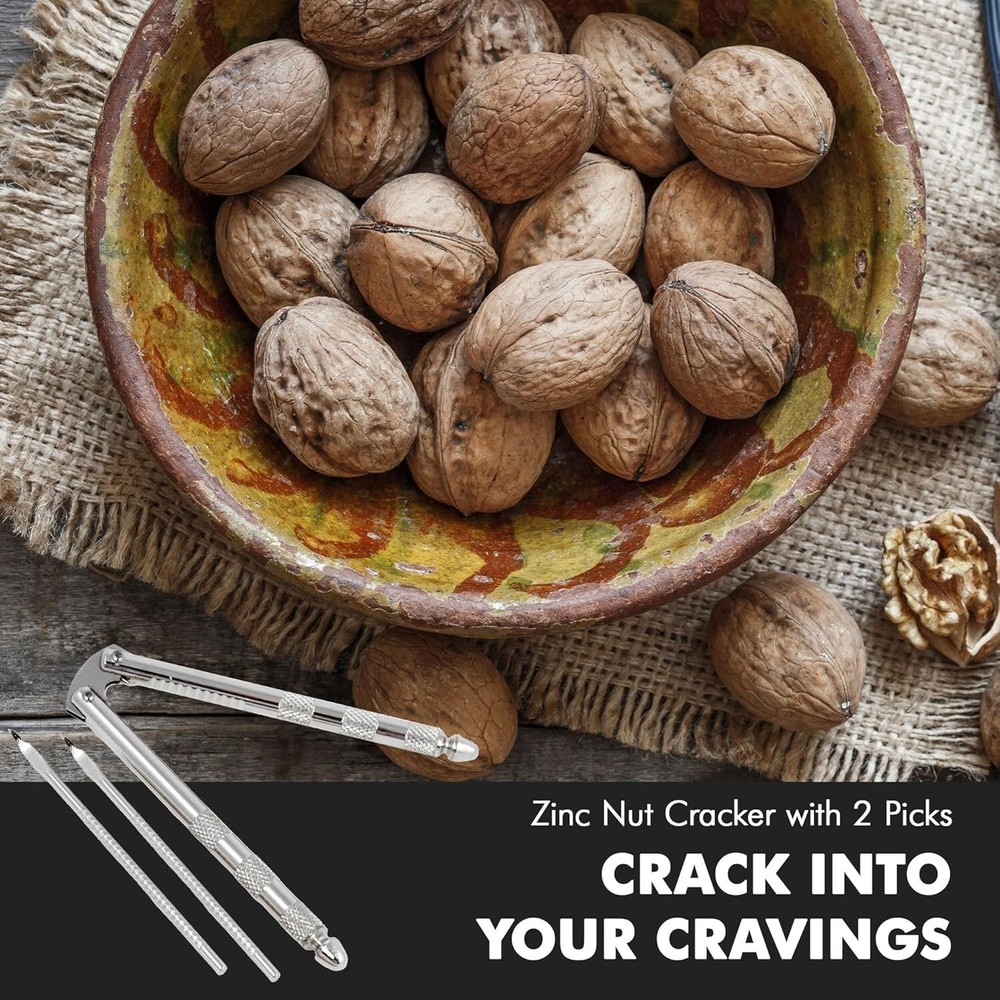 Compact Nut Cracker with Picks - Sturdy Stainless Steel for Effortless Cracking