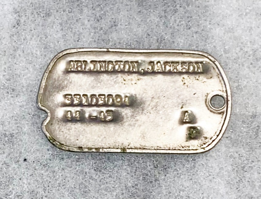 WWII Single Jackson Arlington T-44 Dog Tag