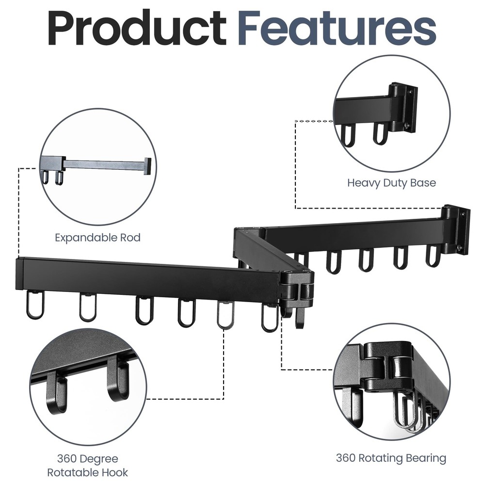 Wall Mounted Clothes Drying Rack - Collapsible, Foldable Space Saving Laundry Ha