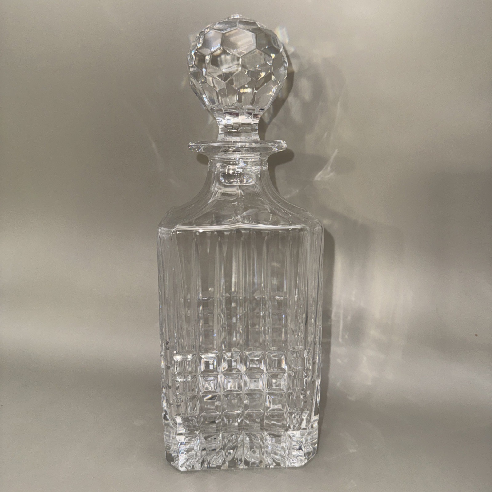 Tiffany & Co Tartan Decanter Cut Crystal Plaid Liquor 1990's 10" Retired
