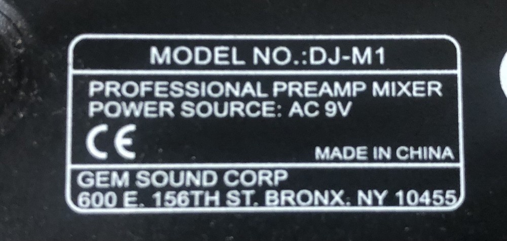 Gem Sound DJ M1 Mixer - Model : DJM1Mixer Untested & missing knobs
