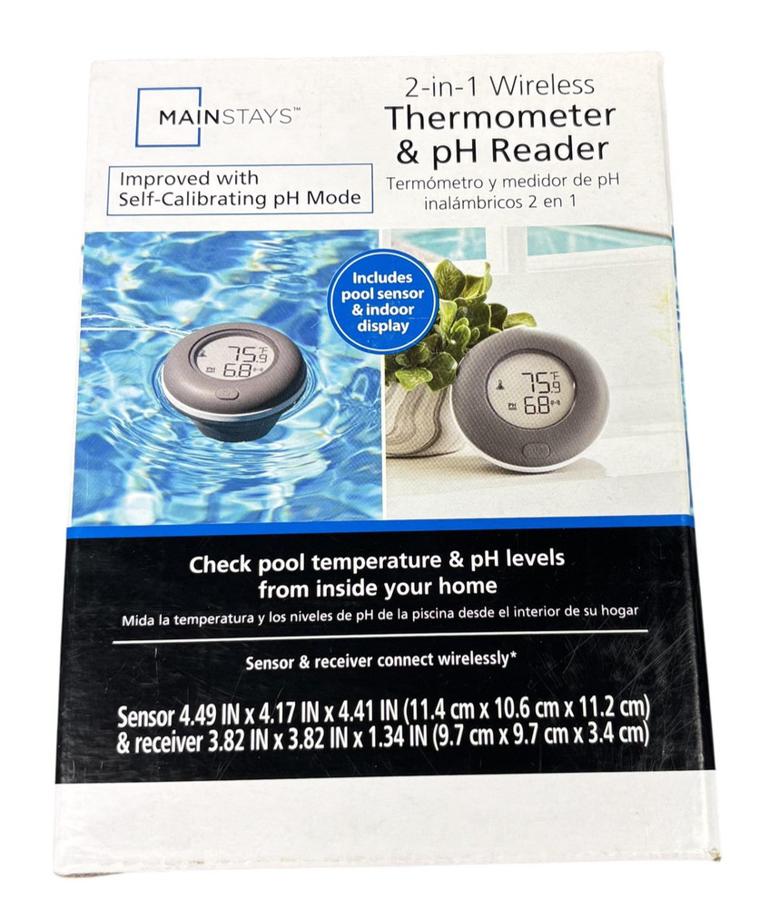 Mainstays 2-in-1 Wireless Pool Thermometer & pH Reader Indoor Display 160ft