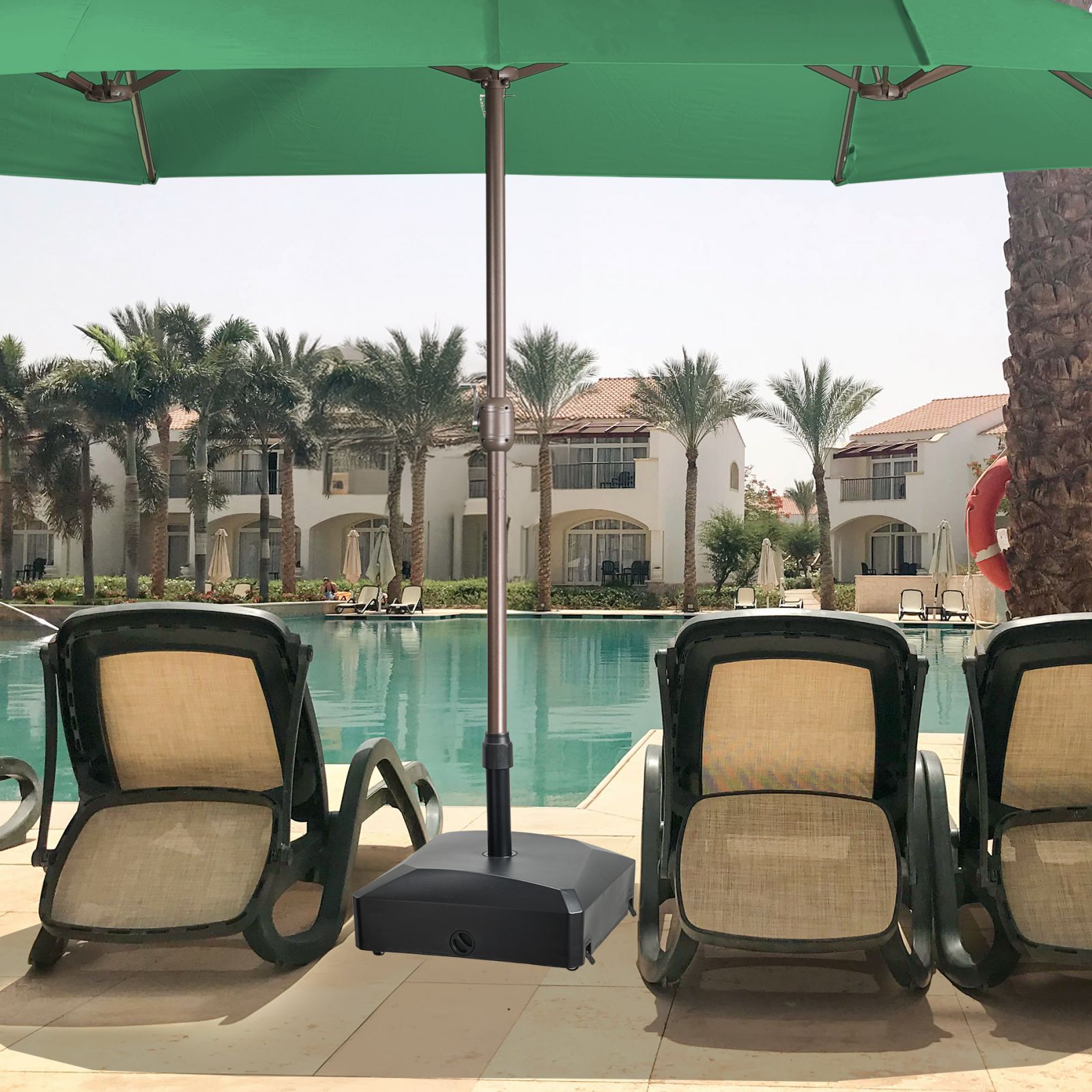 Aoodor Patio Umbrella Base With Wheels,Heavy Duty Fillable Market Umbrella Stand