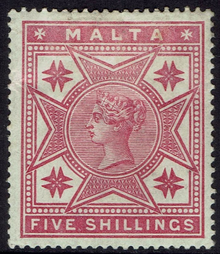 MALTA 1886 QV 5/-