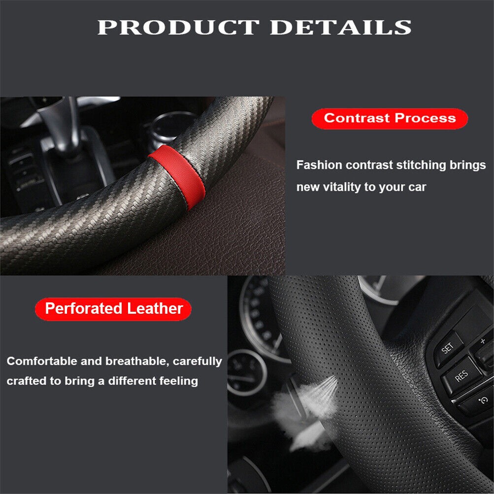Carbon Fiber Leather Car Steering Wheel Cover Antislip Accessories For Chevrolet