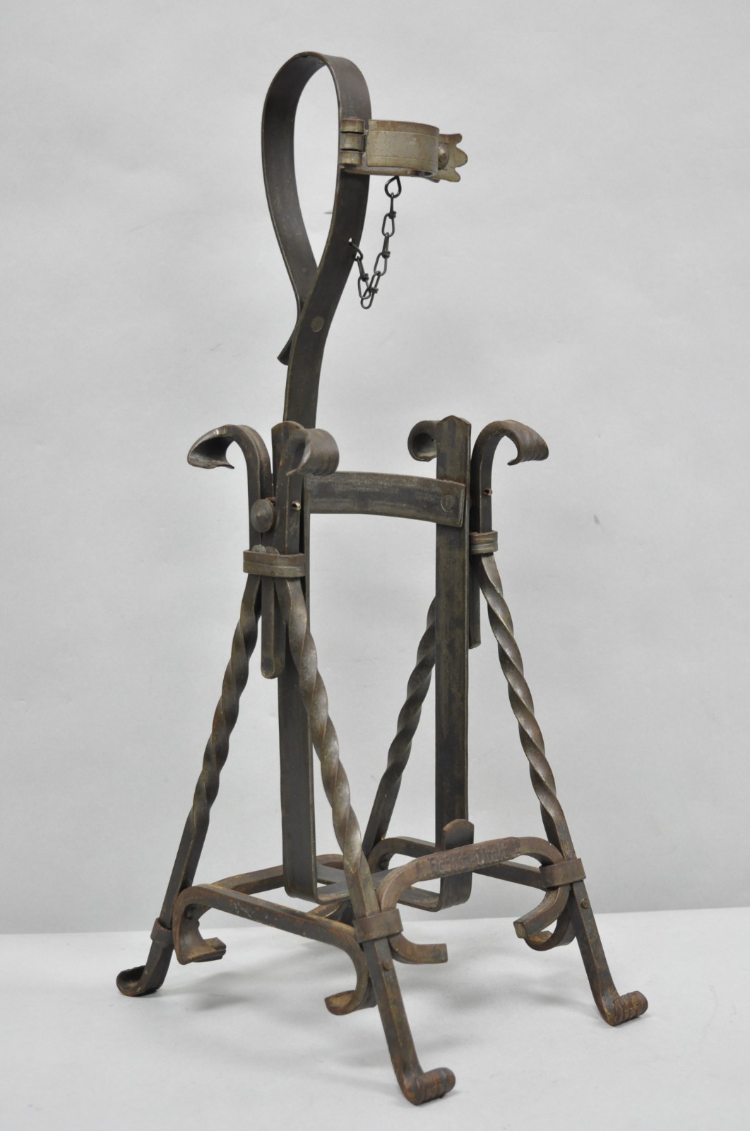 Antique German Arts & Crafts Wrought Iron Asbach Uralt 3 L Brandy Pourer Server