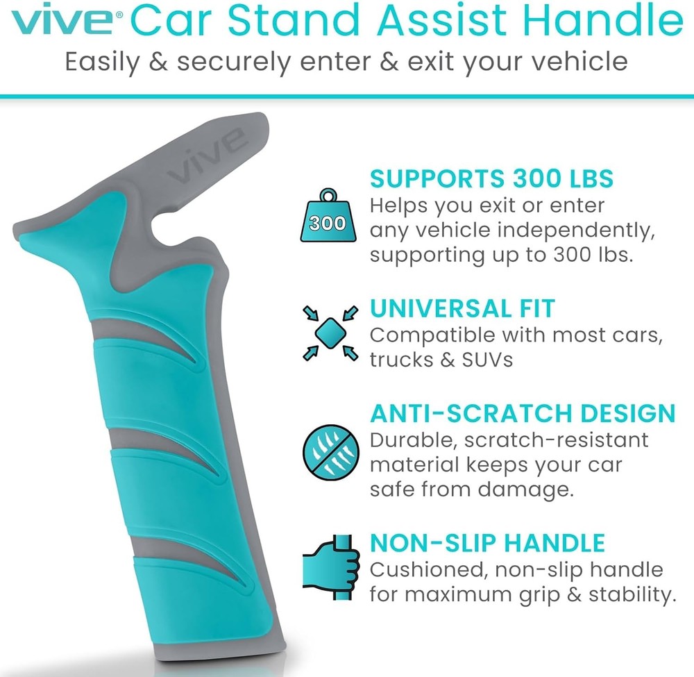 Vive Car Handle Assist for Elderly - Scratch Proof Latch - Auto Grab Single