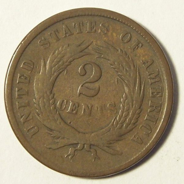 1864 Two Cent Piece Large Motto