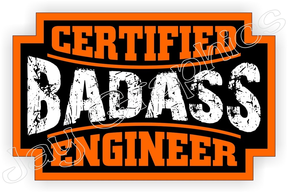 Badass ENGINEER Hard Hat Sticker | Motorcycle Helmet Decal | Engineering Safety