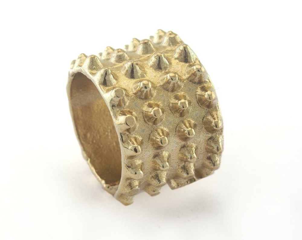 Dotted Adjustable Ring raw brass 16.5mm 6US innsize Adjustable 3331