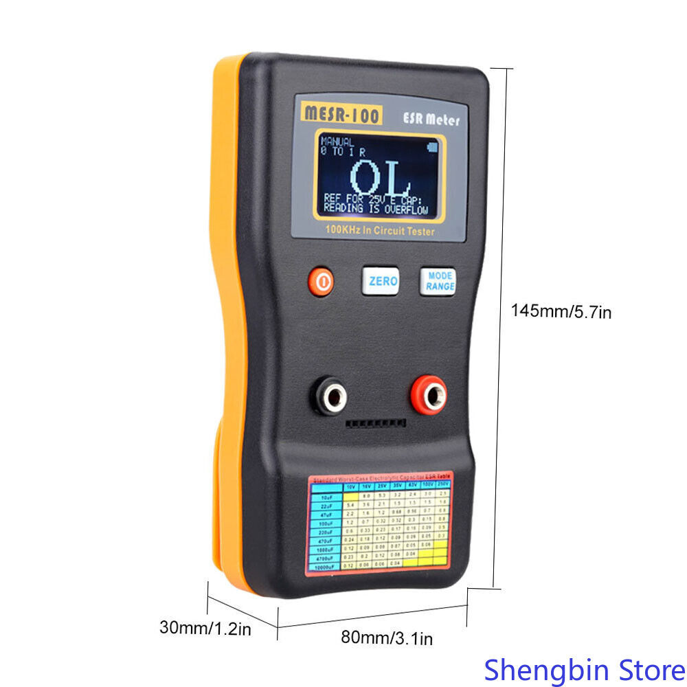MESR-100 Digital Capacitance ESR Meter Capacitance Circuit Test + Test Clip