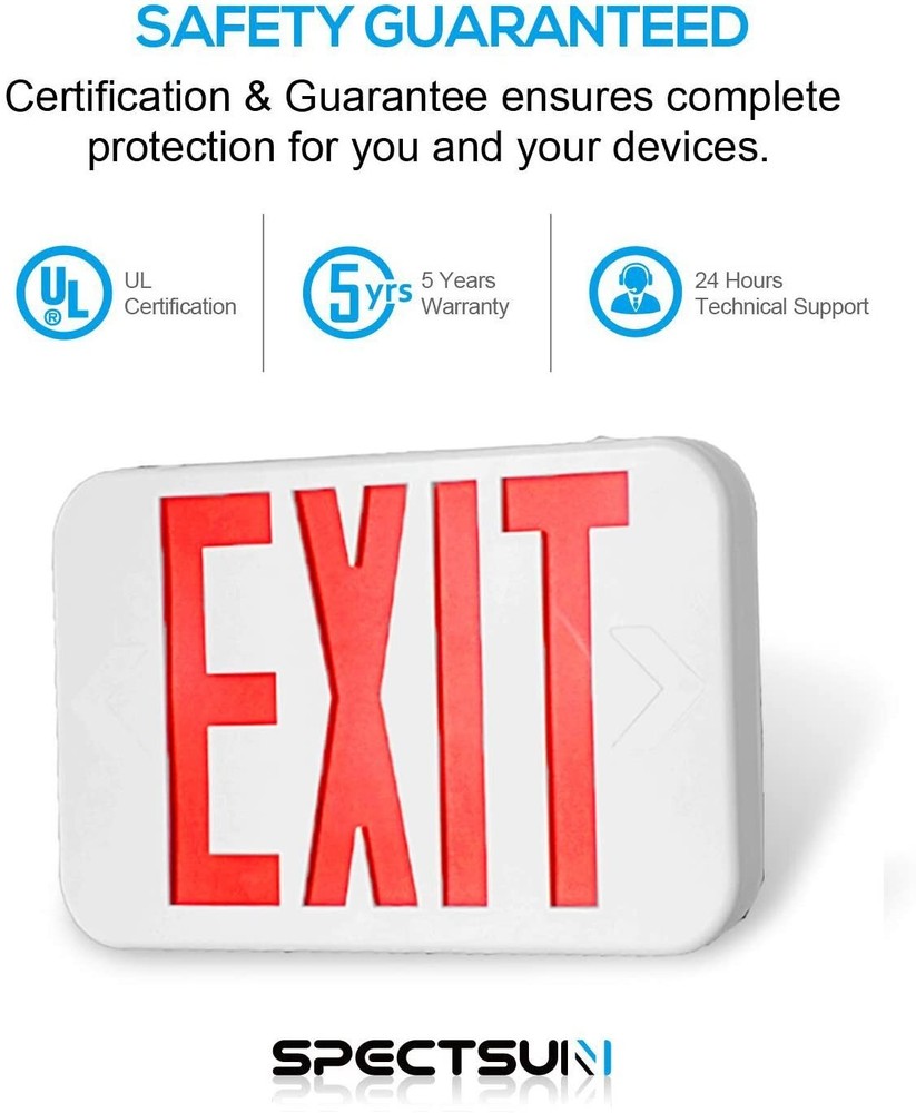 UL Listed 6 Packs Red Led Exit Sign & Exit Light with Battery Backup Combo.