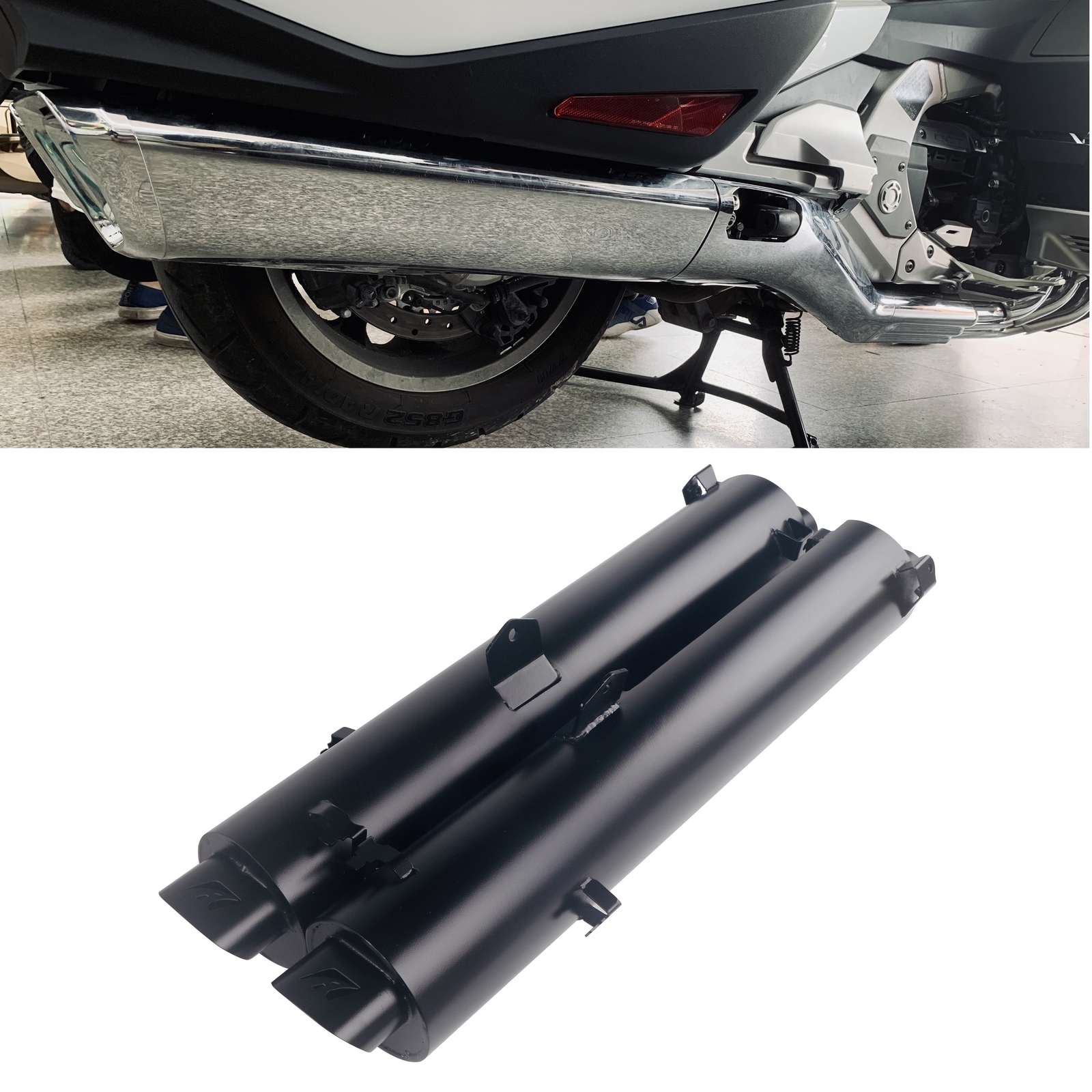 4.0'' Slip On Mufflers for H.o.n.d.a 2018-Up Goldwing GL1800 Exhaust,Black Style