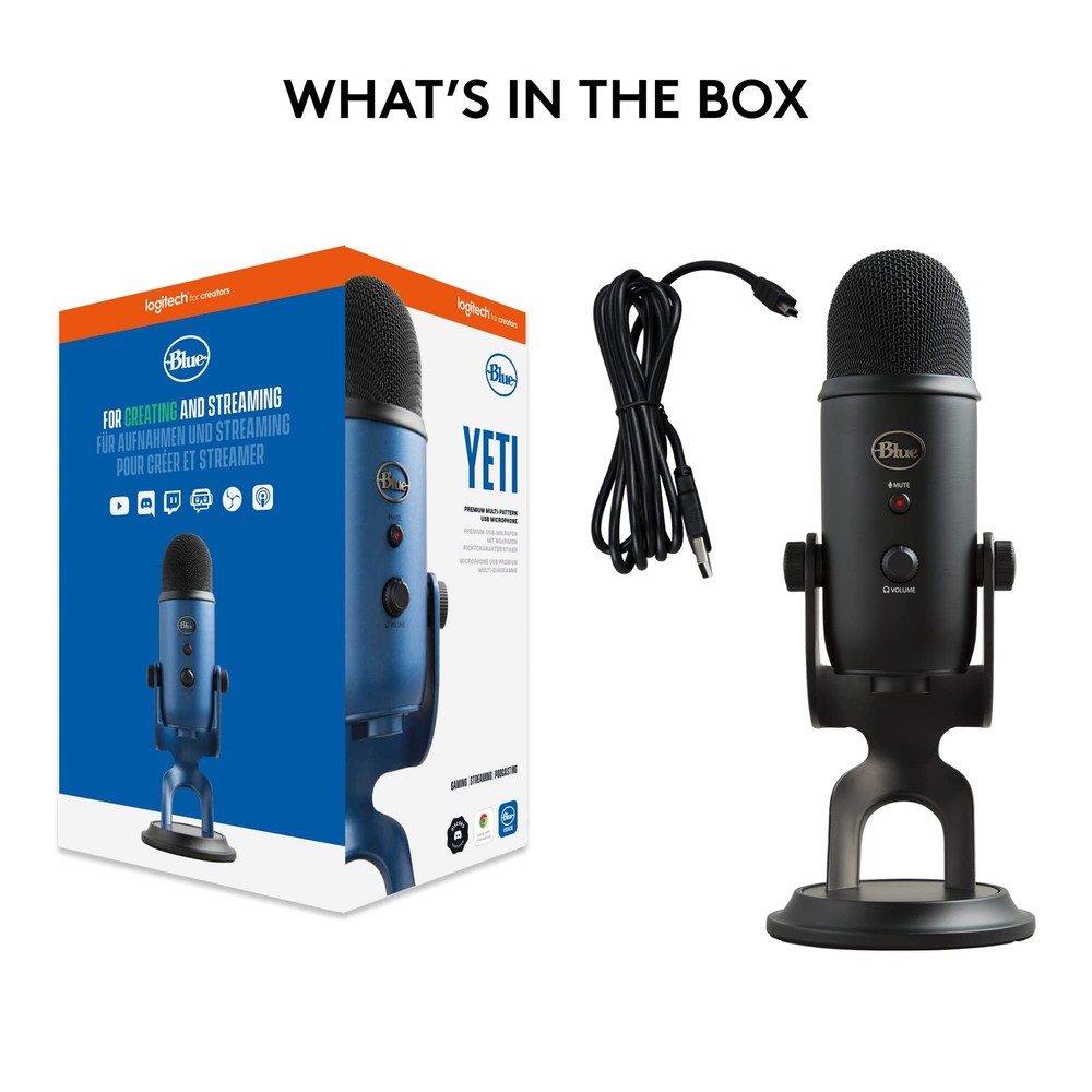 Logitech Creators Blue Yeti USB Microphone for PC Mac Gaming Recording Streaming