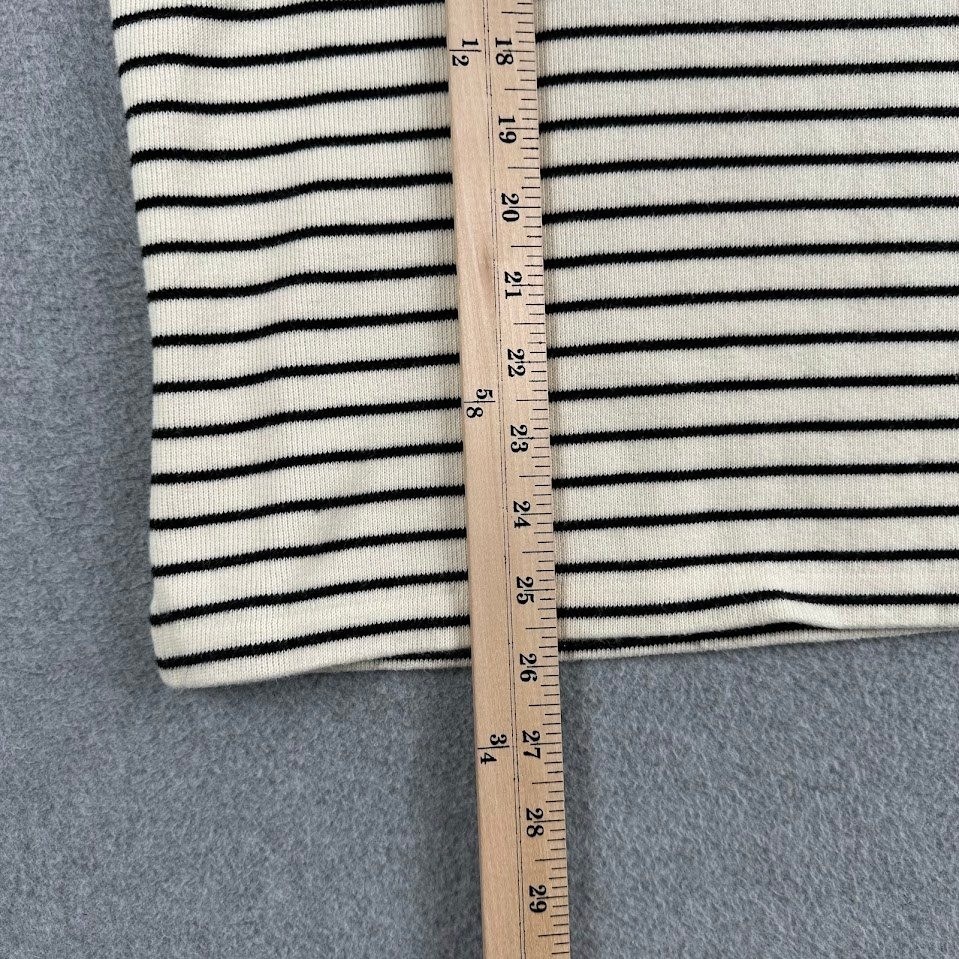 Polo Ralph Lauren Mens Medium Striped Quarter Zip Pullover Cotton Sweater Cream