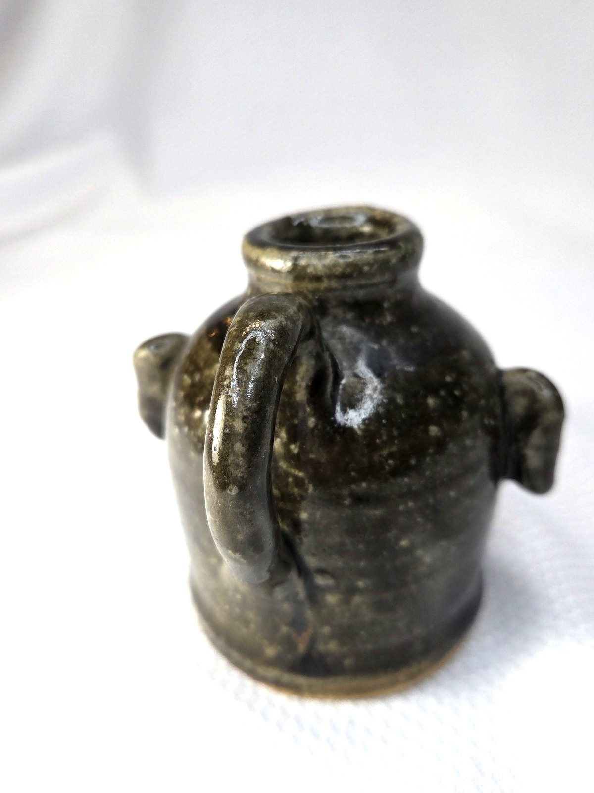 Anita Meaders Miniature Small Folk Pottery Face Jug Vase, Georgia 3 3/8" Tall