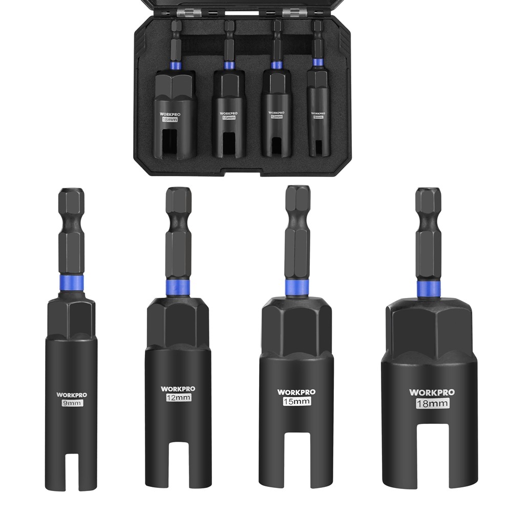 WORKPRO 4 PCS Wing Nut Driver Set Power Wing Nut Driver Bit 1/4" Hex Shank Nut