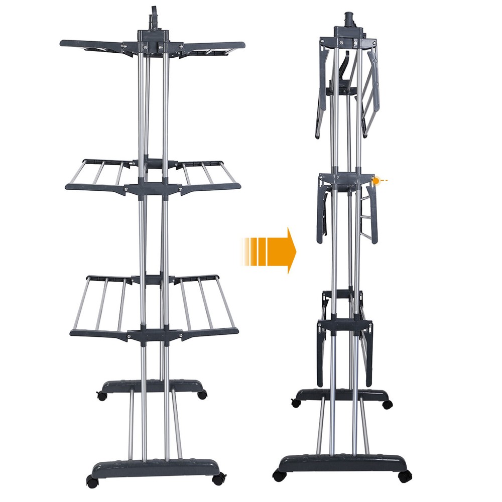88LBS Load Folding Laundry Drying Rack Foldable Cloth Dryer Hanger Stand Storage