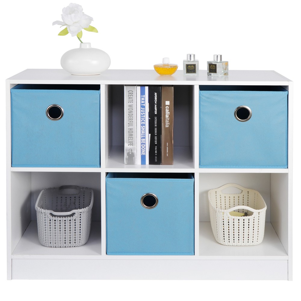6 Cube Storage Cabinet Shelves Basic Bookcase Boxes Bookshelf Office Home