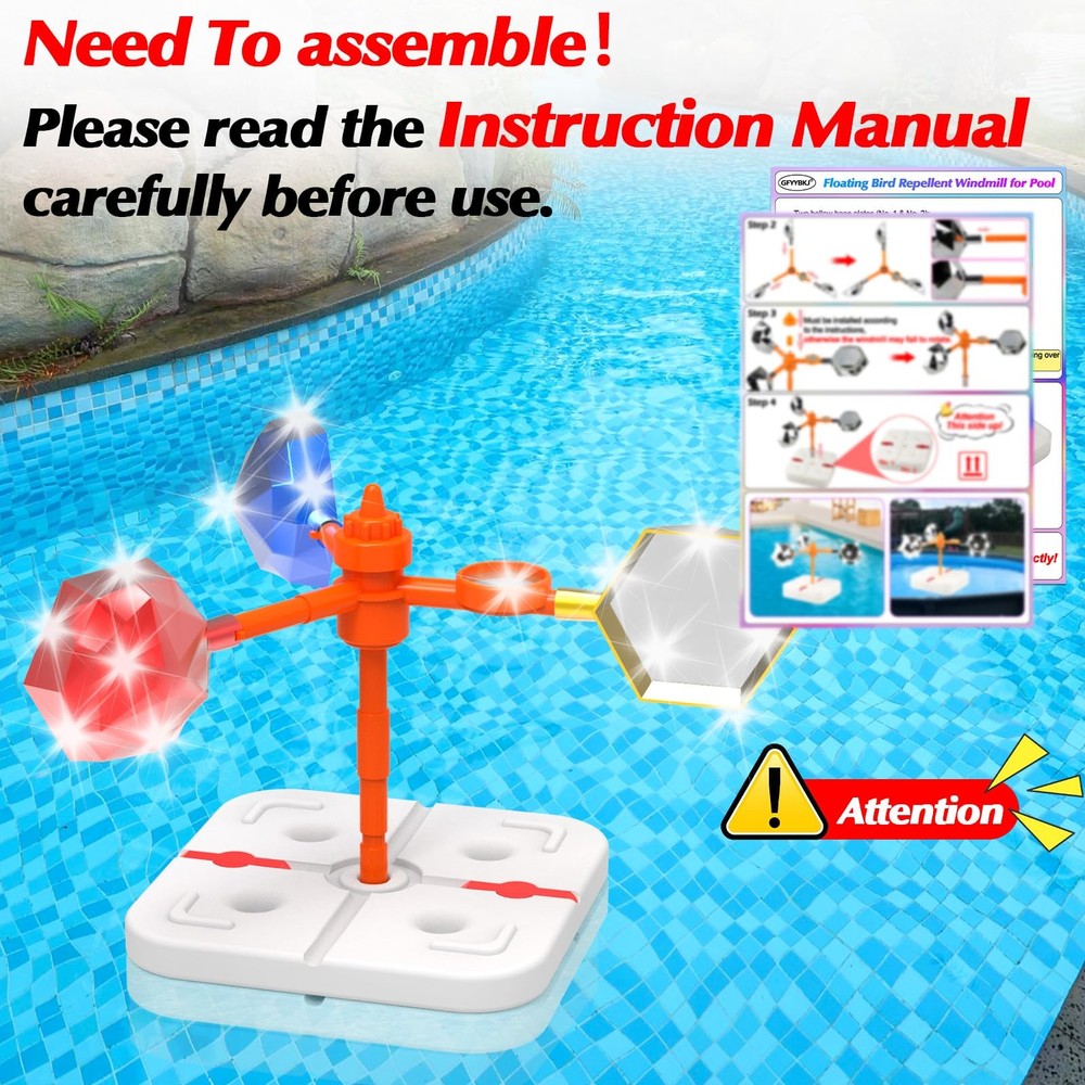 Pool Bird Deterrent Device, Floating Reflective Bird Deterrent Windmill, Keep...