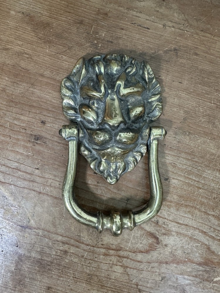 Solid Brass Lion Head Door Knocker – Heavy Vintage Style